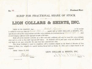 Lion Collars and Shirts, Inc.